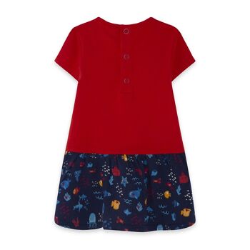 Combinaison robe rouge manches courtes et imprimé poissons pour fille rouge sous-marin - 11329804 2