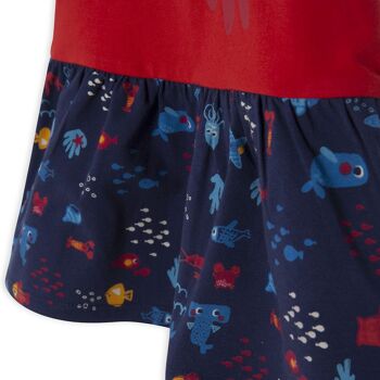 Combinaison robe rouge manches courtes et imprimé poissons pour fille rouge sous-marin - 11329804 4
