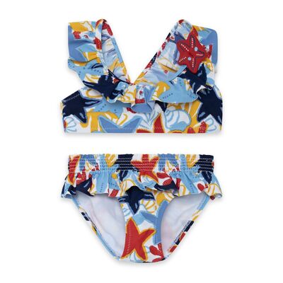 Bikini bambina stampa stelle marine multicolor sottomarino rosso - 11329796