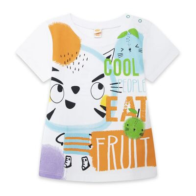 Camiseta manga corta blanca estampada niño fruitty time - 11329598