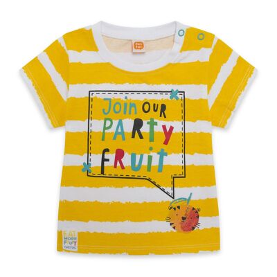 Camiseta manga corta rayas blanca y amarilla niño fruitty time - 11329594