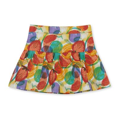 Jupe popeline imprimé fruits multicolores pour fille fruitty time - 11329627