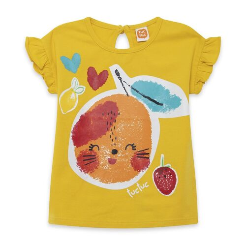 Camiseta sin mangas amarilla fruta con carita niña fruitty time - 11329620