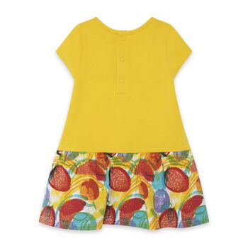 Robe jaune manches courtes imprimé fruits multicolores pour fille fruitty time - 11329618 2