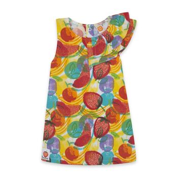 Robe sans manches imprimé fruits multicolores à volants pour fille fruitty time - 11329614 1