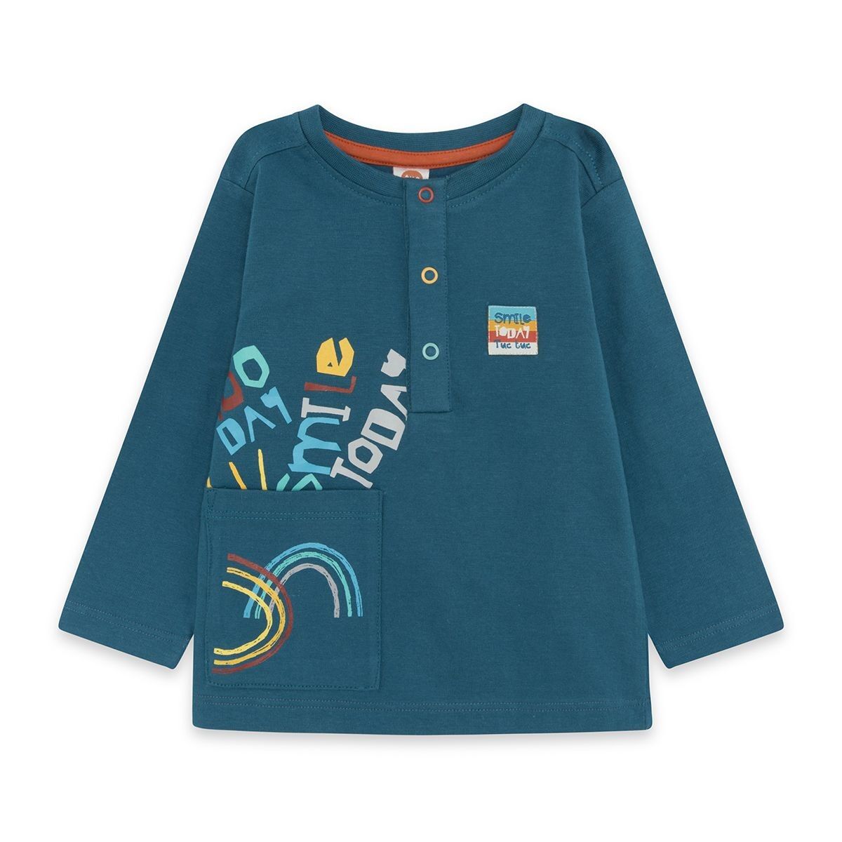 Buy wholesale Blue long sleeved t shirt with text for boy smile