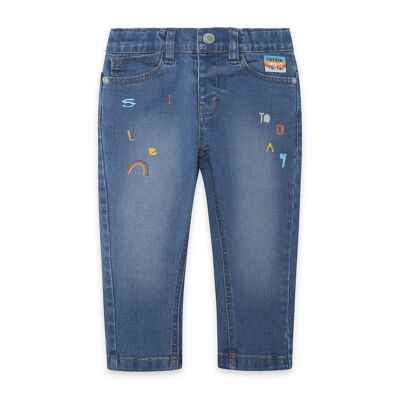 Pantalon denim cinq poches bleu usé pour garçon sourire aujourd'hui - 11329510