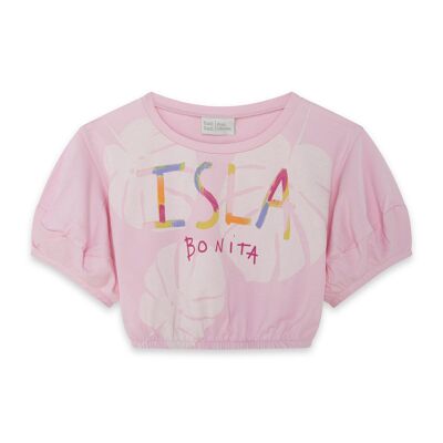 Camiseta manga corta cropped rosa niña island - 11329500