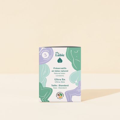 Natural and fair trade latex condoms Standard size - 3 units