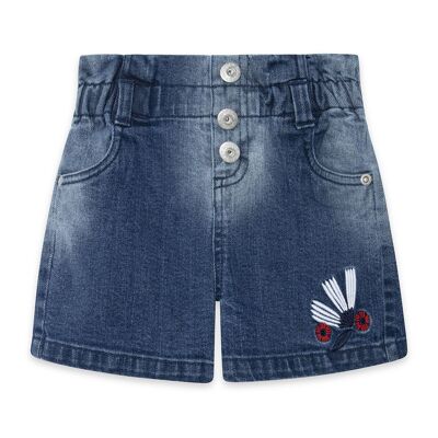 Sea Lovers Flower Blue Jeans-Paperbag-Shorts für Mädchen - 11329393