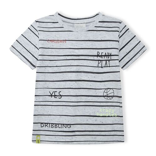 Camiseta manga corta gris rayas niño play - 11329253