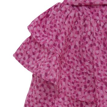 Jupe en popeline à volants fuchsia pour fille prêt à fleurir - 11329360 4