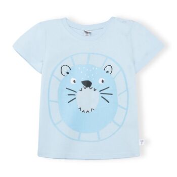 T-shirt manches courtes en maille lion bleu pour garçon basic baby s22 - 11329232 1