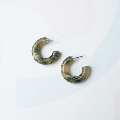 Laurel Round Hoop Earrings- Colourful green acetate resin hoop earrings