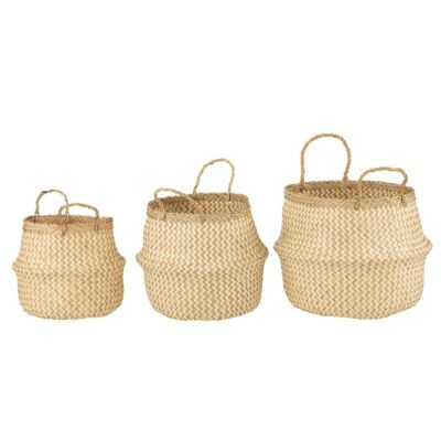 SET 3 RETRACTABLE BASKETS WITH WHITE JONC