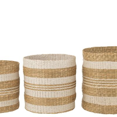 SET 3 WHITE STRIPED BASKETS