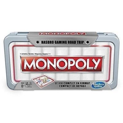 HASBRO GAMING - ROAD TRIP MONOPOLY - MONOPOLY, TAMAÑO DE VIAJE COMPACTO - VERSIÓN EN FRANCÉS
