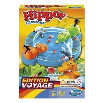 HASBRO GAMING - HIPPOS GLOUTONS - JEU GRAB & GO - EDITION VOYAGE 1