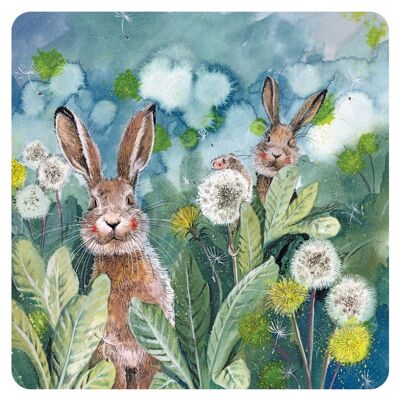 Ears Up Hares Coaster