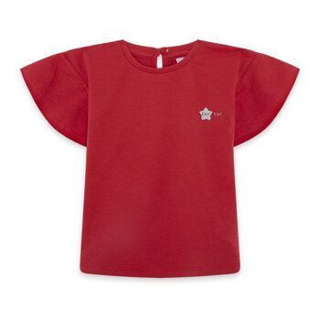 T-shirt basics bébé en tricot rouge pour fille - 11300657 1