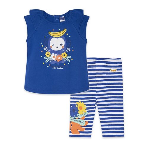 Camiseta y legging pirata punto niña azul tropicool - 11300230