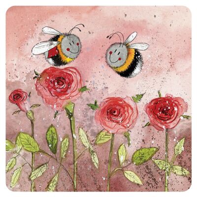 Bees and Roses Coaster
