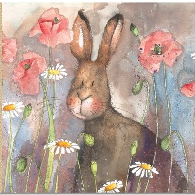 Hare and poppies placemat