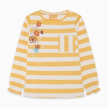 T-shirt tricot jaune fille love the sun - 11300461 1