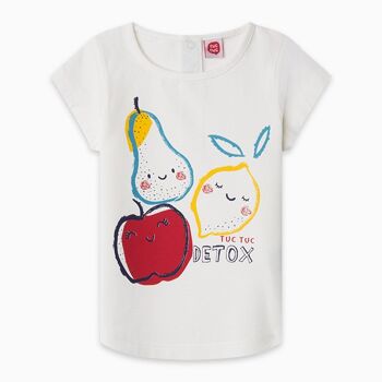 T-shirt tricot blanc pour fille detox time - 11300168 1