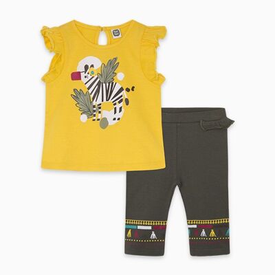 Camiseta y legging pirata punto niña amarillo zanzibar - 11300267
