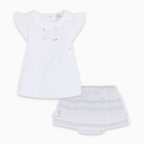 Camiseta punto y short popelín niña blanco smooth sailing - 11300056