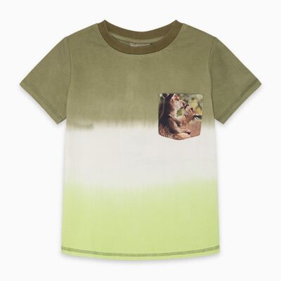 Grünes T-Shirt aus Rohbaumwollstrick für Jungen - 11300632