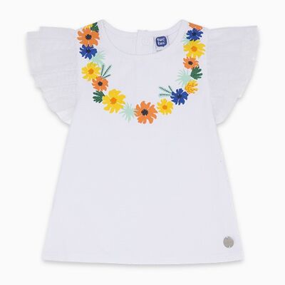 Camiseta punto y tul niña blanco tropicool - 11300233