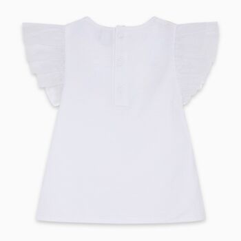 T-shirt blanc en maille et tulle pour fille tropicool - 11300233 2