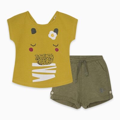 T-shirt e pantaloncini in maglia verde bambina Zanzibar - 11300265