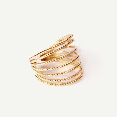 Khépri Gold multi-row openwork ring | Handmade jewelry in France