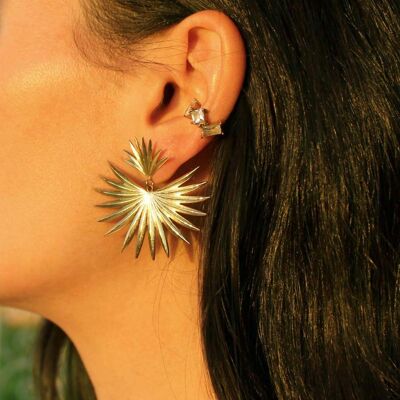 Gold Cleopatra Flower Drop Earrings | Handmade jewelry in France