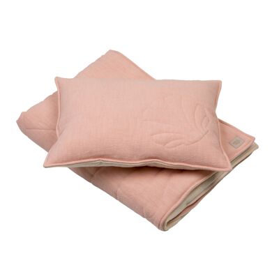 Ensemble de couverture enfant coquillage en lin "Rose clair"