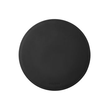 Tapis de Souris Rond Atlante Cuir Reconstitué Noir - cm 23x23 - Antidérapant et Coutures Périmétriques 1