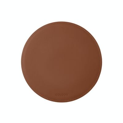 Tappetino Mouse Tondo Atlante Rigenerato Arancio Marrone - cm 23x23 - Antiscivolo e Cucitura Perimetrale