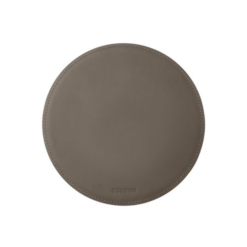 Round Mouse Pad Atlante Bonded Leather Taupe Grey - cm 23x23 - Non-Slip and Perimeter Stitching