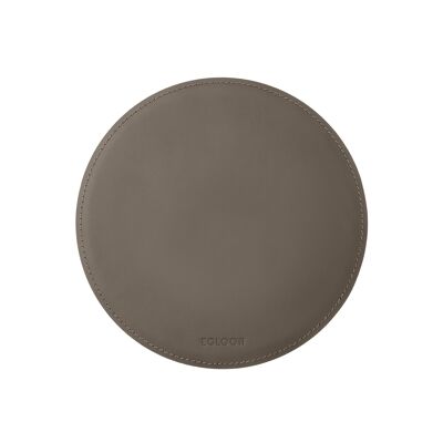 Round Mouse Pad Atlante Bonded Leather Taupe Grey - cm 23x23 - Non-Slip and Perimeter Stitching