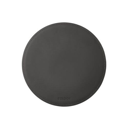 Round Mouse Pad Atlante Bonded Leather Anthracite Grey - cm 23x23 - Non-Slip and Perimeter Stitching