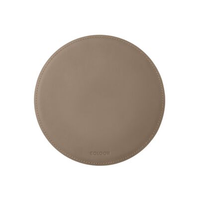 Round Mouse Pad Atlante Bonded Leather Dove Grey - cm 23x23 - Non-Slip and Perimeter Stitching