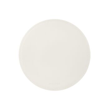 Tapis de Souris Rond Atlante Cuir Reconstitué Blanc - cm 23x23 - Antidérapant et Coutures Périmétriques 1