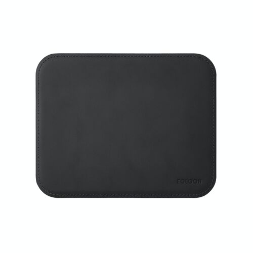 Mouse Pad Hermes Bonded Leather Black - cm 25x20 - Rounded Corners and Perimeter Stitching