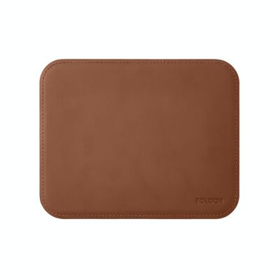 Tapis de Souris Hermes Cuir Reconstitué Orange Marron - cm 25x20 - Coins Arrondis et Coutures Périmétriques