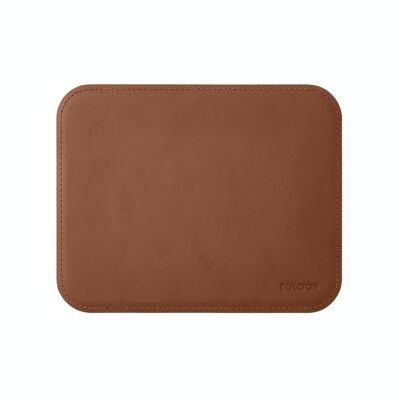 Mouse Pad Hermes Bonded Leather Orange Brown - cm 25x20 - Rounded Corners and Perimeter Stitching