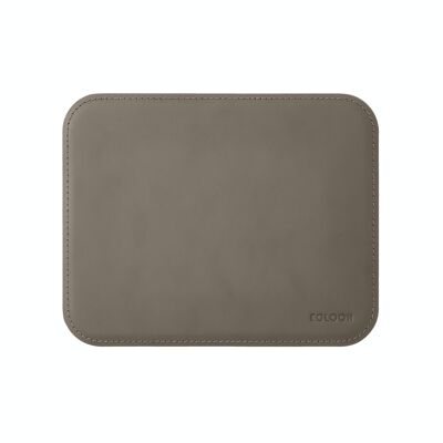 Mouse Pad Hermes Bonded Leather Taupe Grey - cm 25x20 - Rounded Corners and Perimeter Stitching