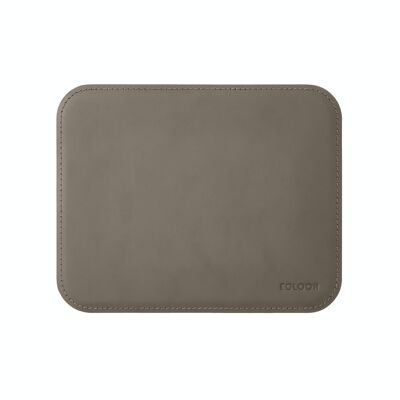 Mouse Pad Hermes Bonded Leather Taupe Grey - cm 25x20 - Rounded Corners and Perimeter Stitching